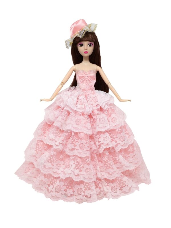 Inch Doll's Full Dress Five Layers Lace Strapless Dress And Hat Romantic Clothing